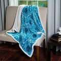 Lavish Home Lavish Home  Printed Coral Soft Fleece Sherpa Throw Blanket - Blue 61-00010-BLU